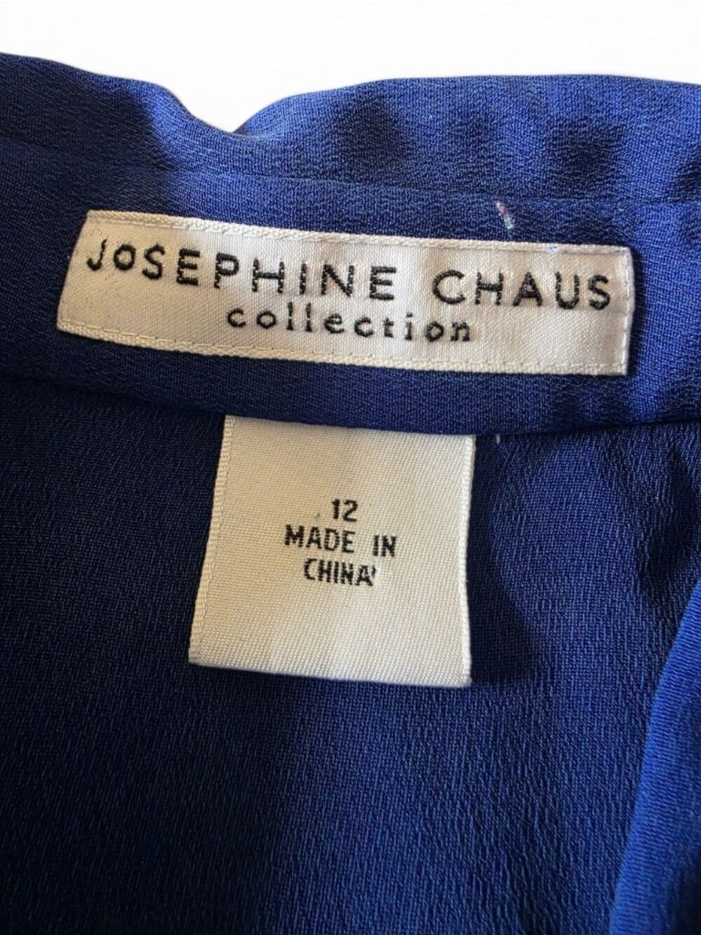 Josephine Chaus 100% Silk Blue Button Front Blouse Women's 12 Long Sleeve Top - Picture 7 of 14